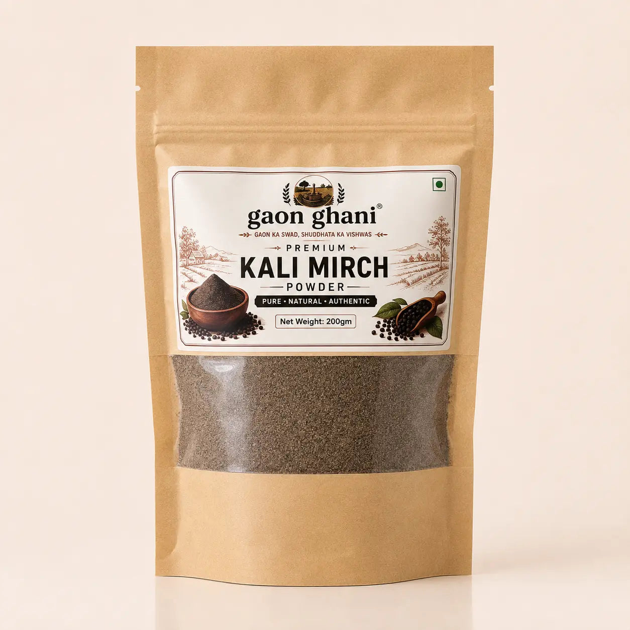 Gaon Ghani kali mirch (black pepper) powder 200 g pouch